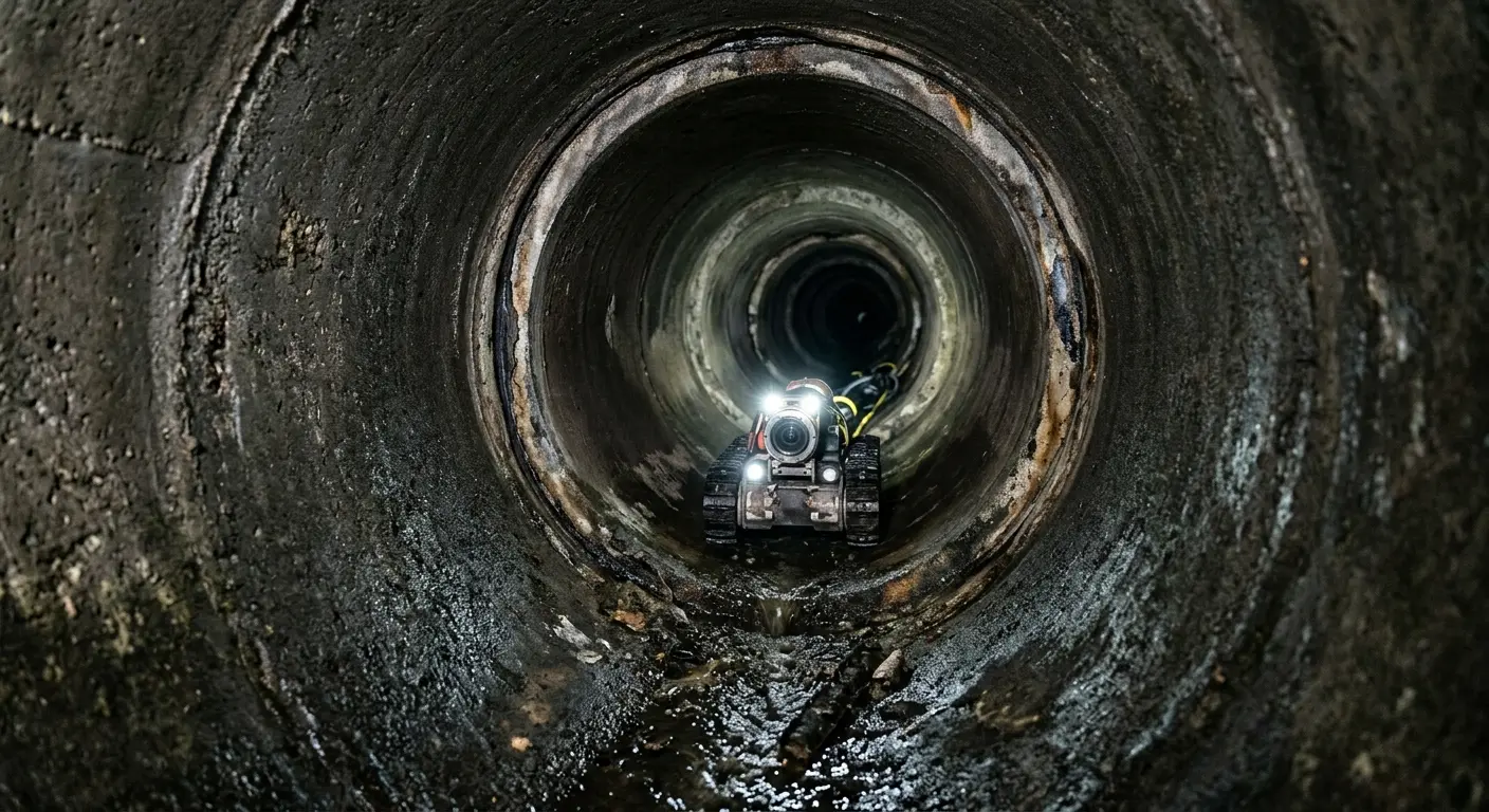 Robotic sewer camera inspecting pipe interior for Drain Snake Service in Federal Way